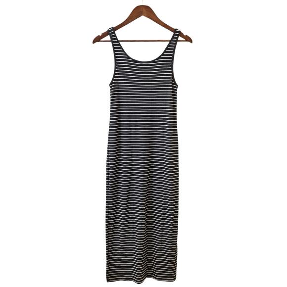 H&M Divided Striped Gray Maxi Dress, Women's M Casual Comfort Coastal Minimalist - Picture 2 of 7